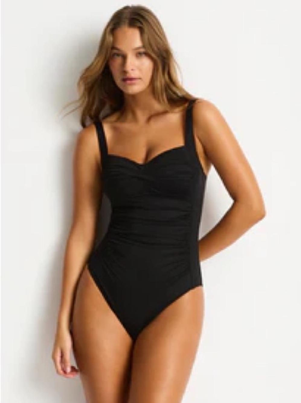 Bond-Eye Australia Sz 10 Black Ruched Classic One Piece Swimsuit